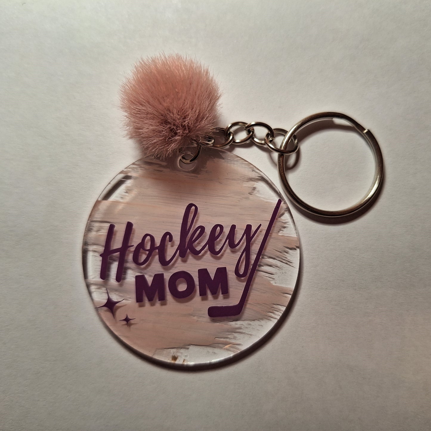 Porte-clés acrylique - Hockey Mom pompon