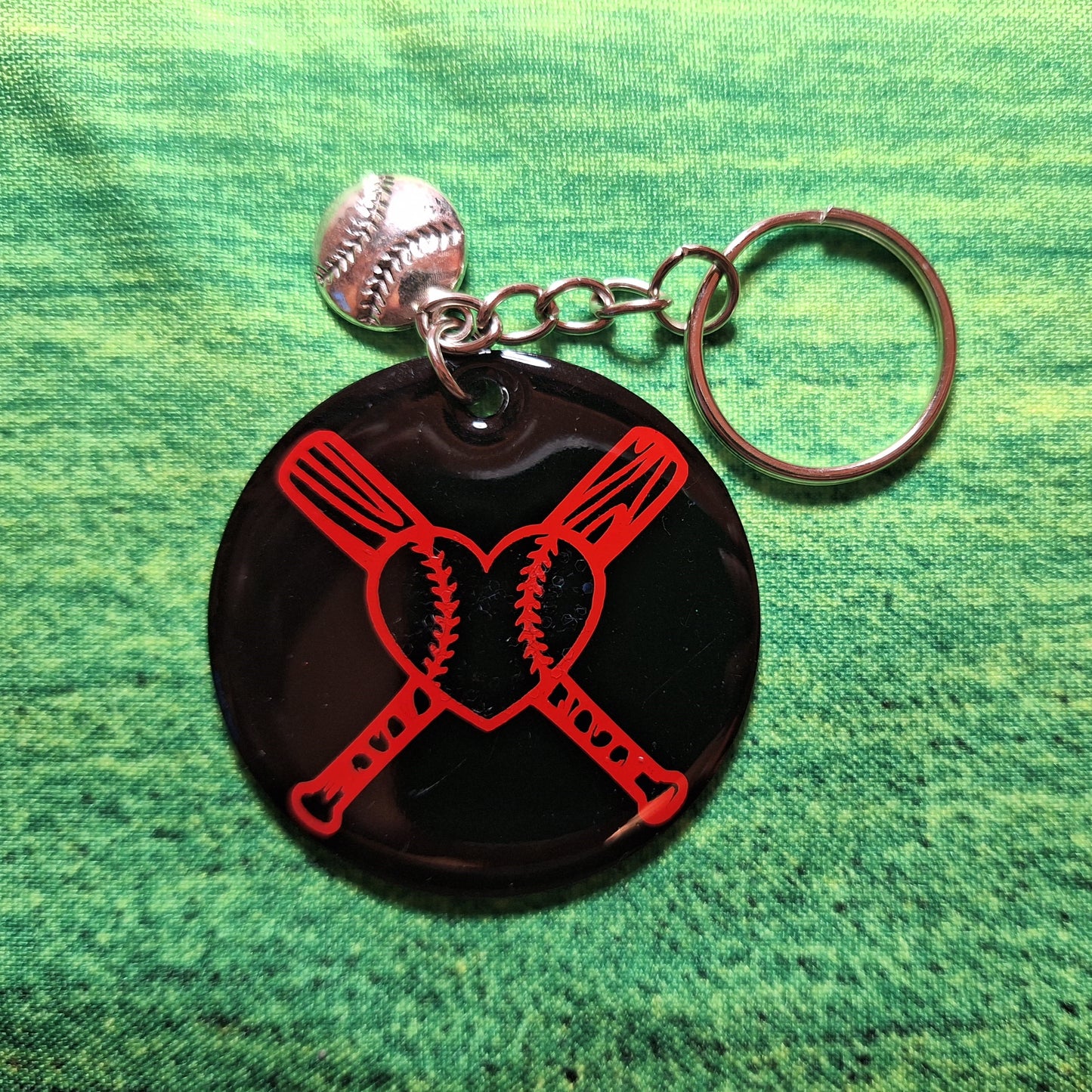 Porte-clés acrylique - Baseball coeur