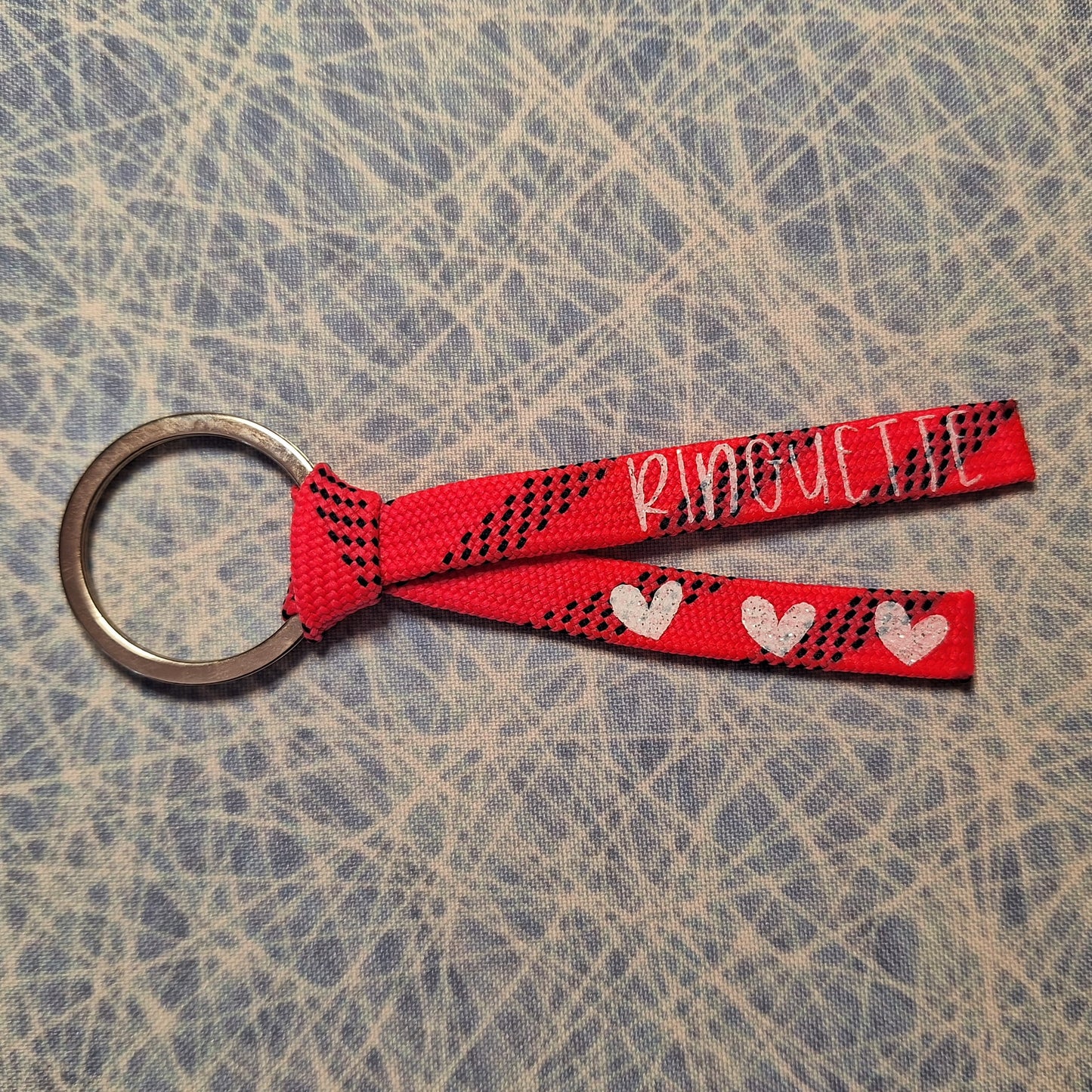 Porte-clés - Ringuette & coeurs sur lacet