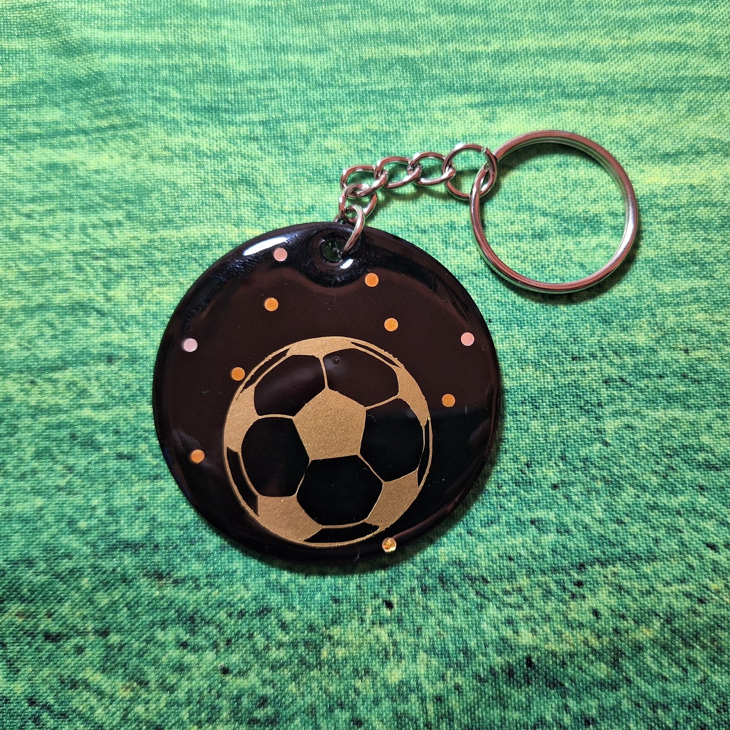 Porte-clés acrylique - Ballon soccer avec brillants