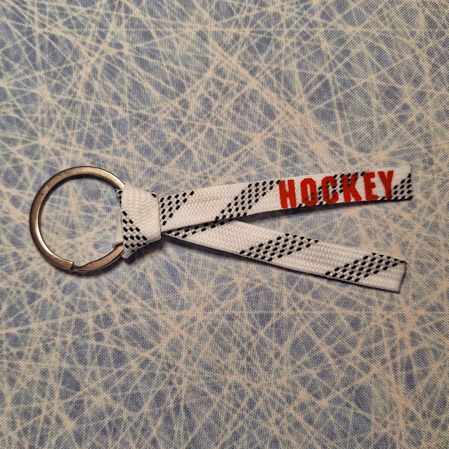 Porte-clés - Hockey sur lacet blanc