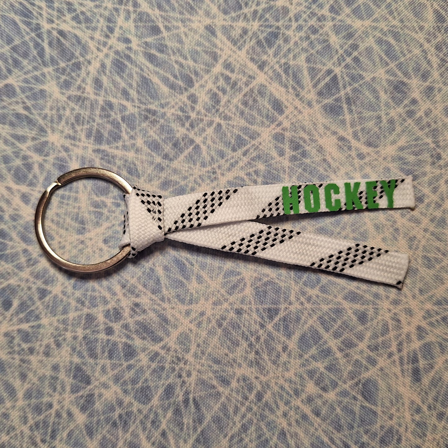 Porte-clés - Hockey sur lacet blanc