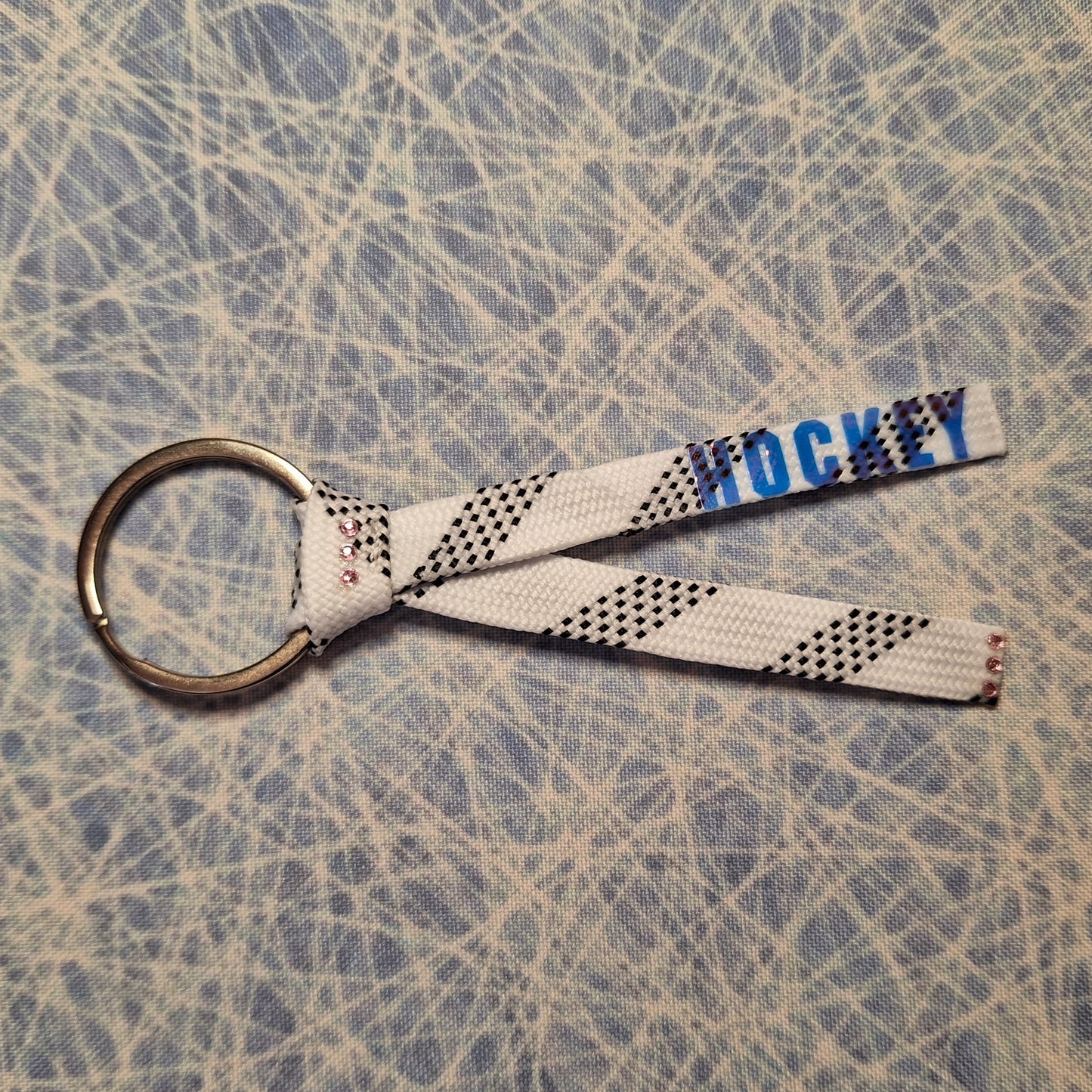 Porte-clés - Hockey sur lacet blanc