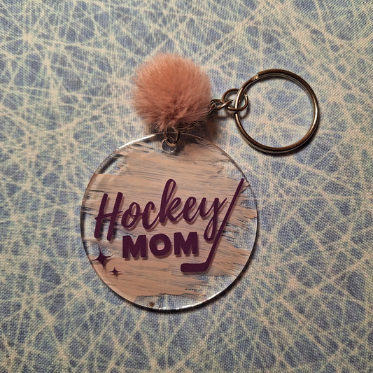 Porte-clés acrylique - Hockey Mom pompon