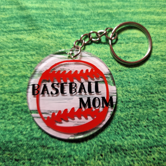 Porte-clés acrylique - Baseball Mom balle