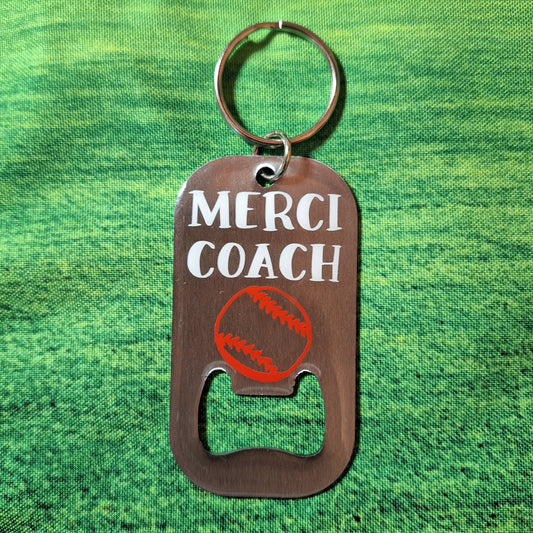 Porte-clé - Ouvre-bouteille - Merci coach - Baseball
