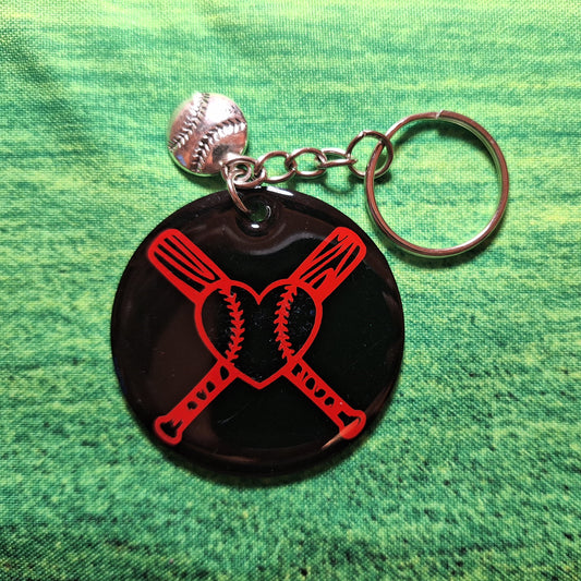 Porte-clés acrylique - Baseball coeur