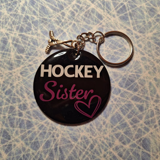 Porte-clés acrylique - Hockey sister avec ornement