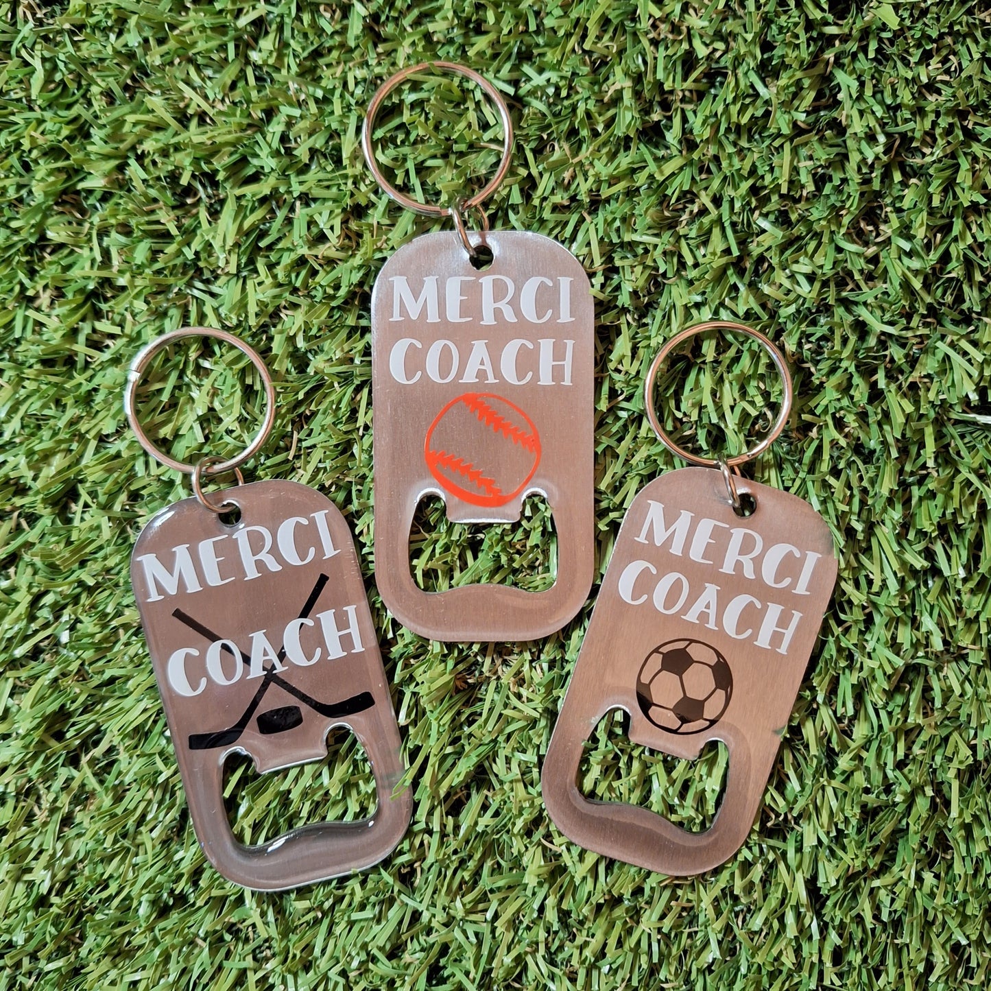 Porte-clé - Ouvre-bouteille - Merci coach - Hockey