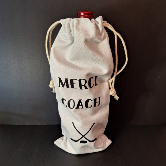 Sac à bouteille de vin - Merci Coach Hockey