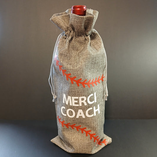 Sac à bouteille de vin - Merci Coach Baseball