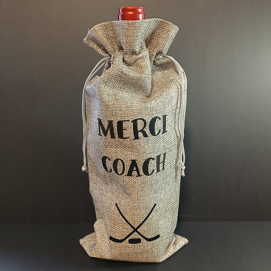 Sac à bouteille de vin - Merci Coach Hockey
